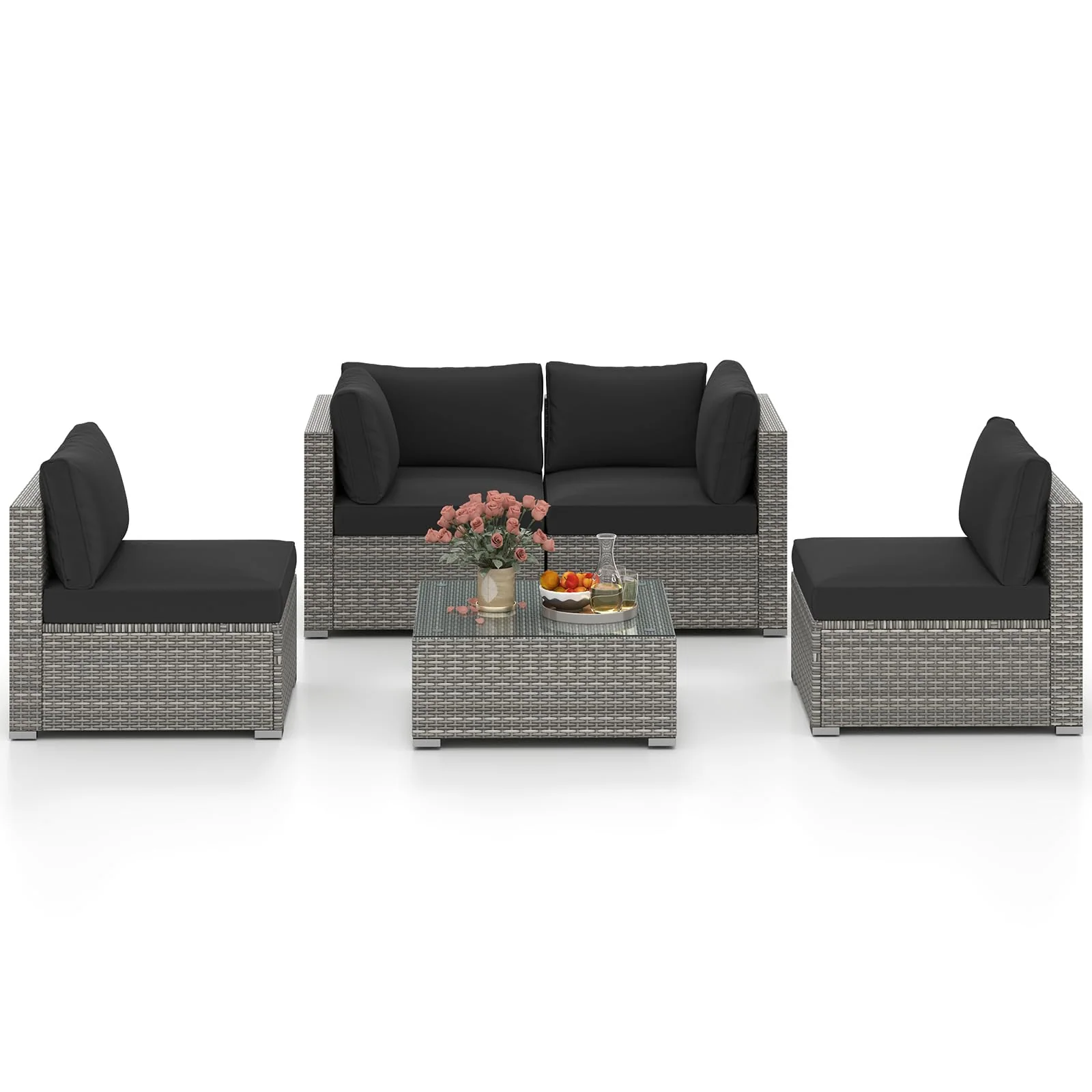 Tangkula 5-Piece Outdoor Patio Sectional Sofa Couch - Image 11