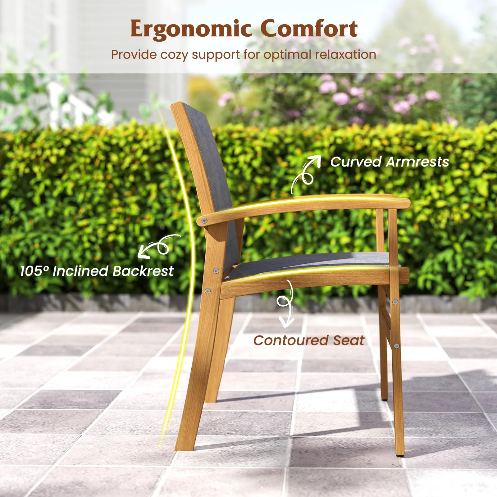 Tangkula 9 Pieces Acacia Wood Patio Dining Set for 6-8 - Image 7