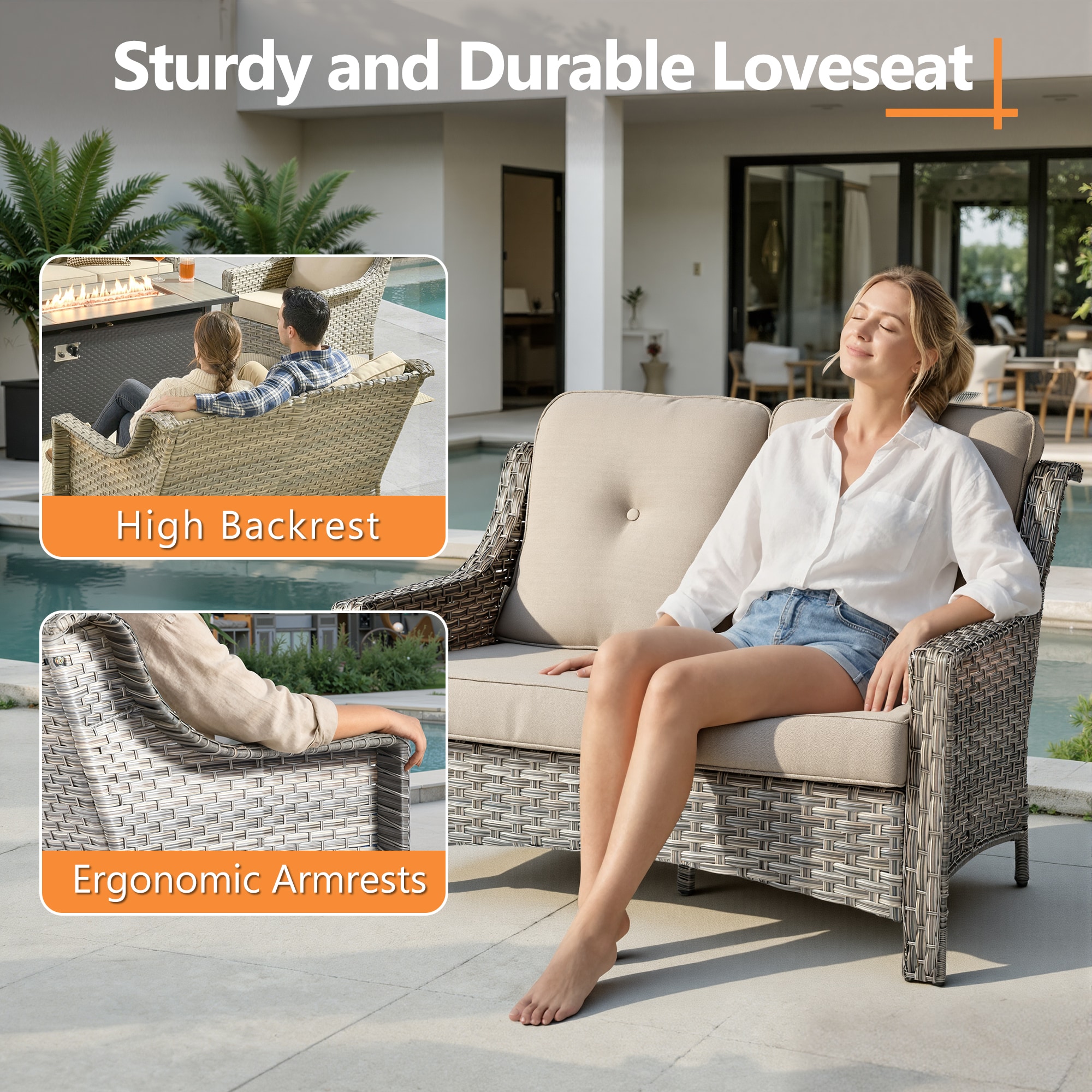 ALTRIGUS AL5PAD 5 -Piece Wicker Beige Patio Conversation Set - Image 4