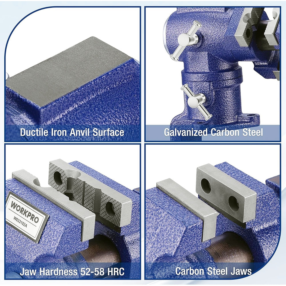 WORKPRO Dual Jaws Table Vise 2.5" & 1.5", 360° Swivel Clamp-On Bench Vise for Woodworking, Metalworking, DIY, Multi-position Small Portable Vise, Mini Vice Clamp for Workbench, Golf Club Regripping - Image 7