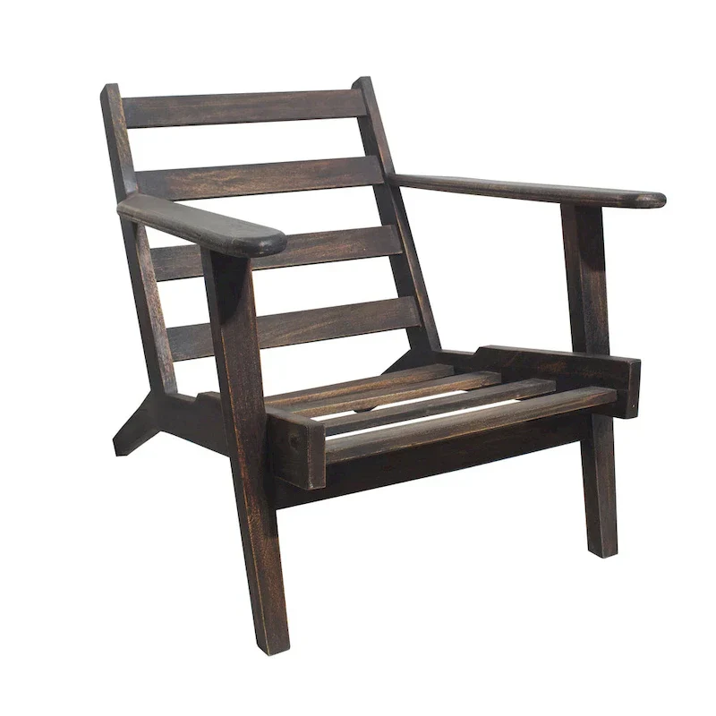 Handcrafted Amber Accent Chair with Slatted Mango Wood, Buffalo Leather Cushions, and Angled Legs - Image 23