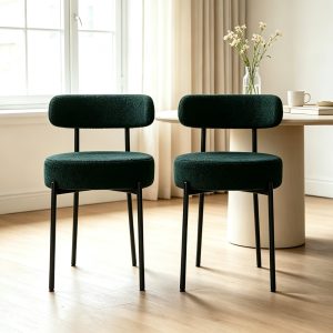 DYHOME Kitchen Chairs Modern Dining Chairs Set of 2 Kitchen Dining Room Chairs Boucle Upholstered Dining Chair Green