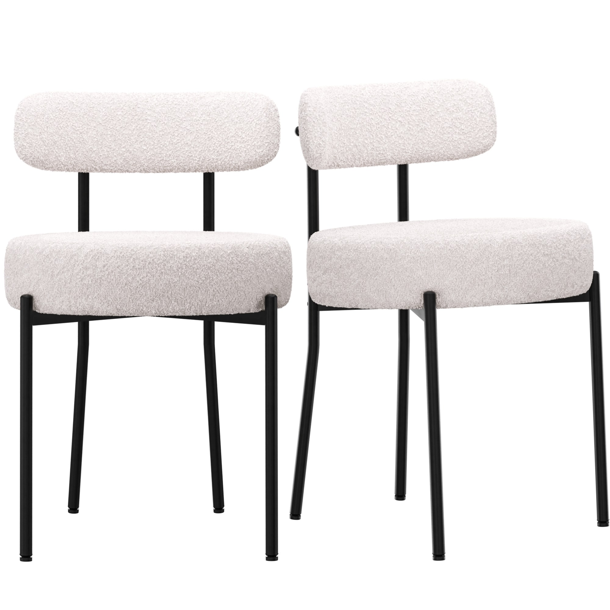 DYHOME Kitchen Chairs Modern Dining Chairs Set of 2 Kitchen Dining Room Chairs Boucle Upholstered Dining Chair White - Image 2