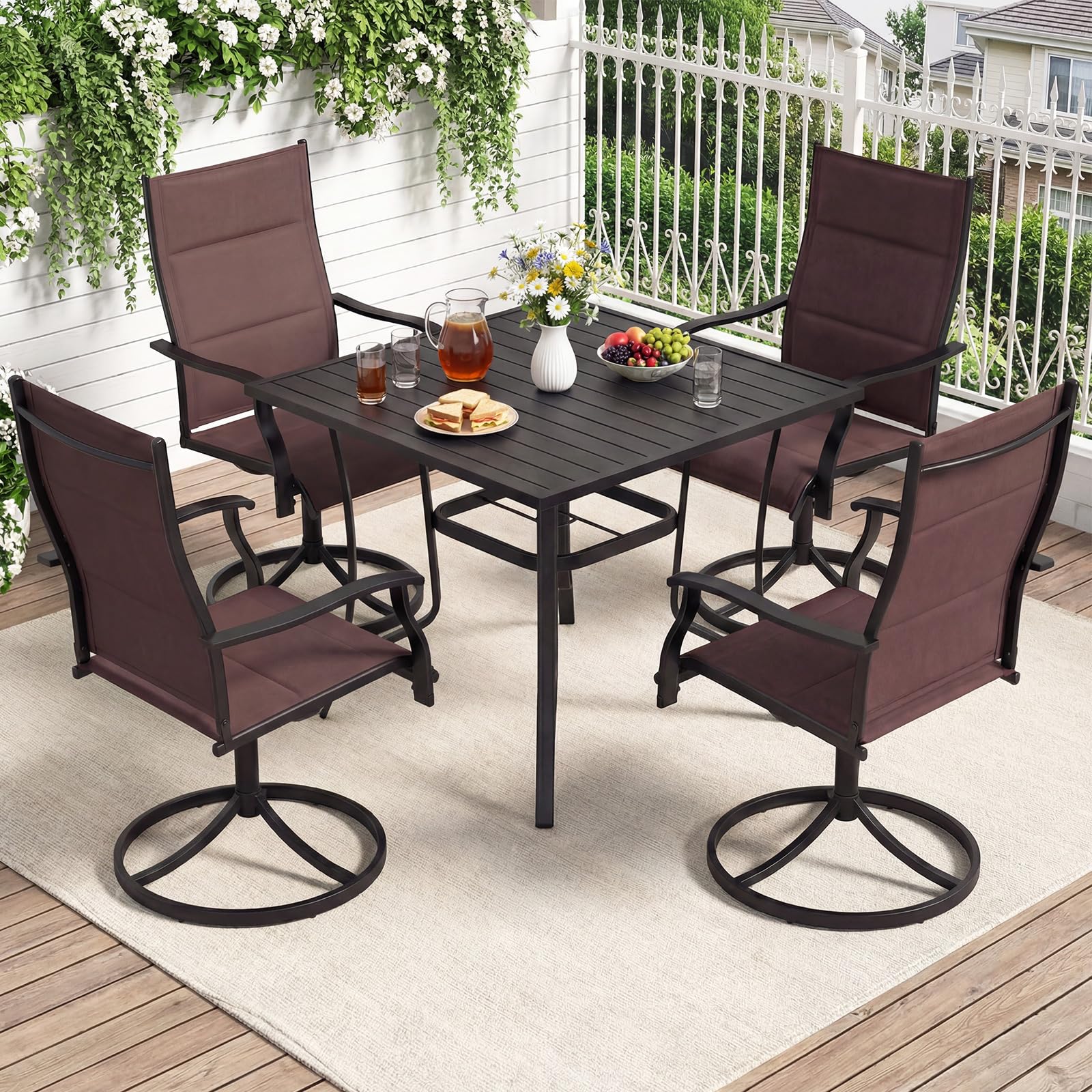 Tangkula 5 Pieces Outdoor Dining Set for 4 - Image 2