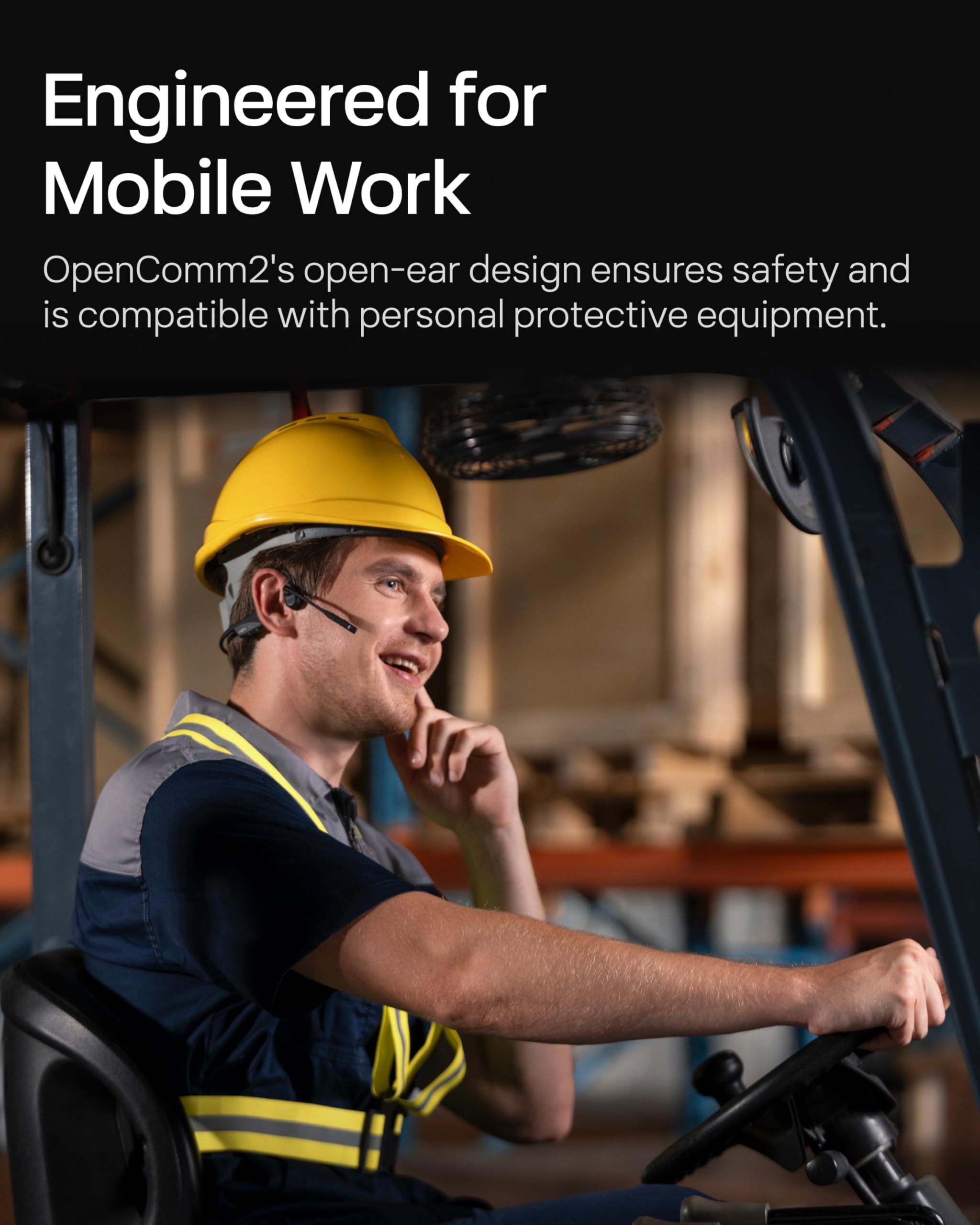 SHOKZ OpenComm2 Open-Ear Bluetooth Headset, Noise-Canceling Mic Bone Conduction Headphones;Mute Button for Work Calls and Meetings; PC and Mac Compatible;16-Hour Battery Life & Quick Charge - Image 3