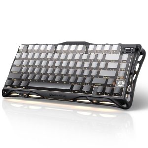 GravaStar Mercury K1 75% Wireless Mechanical Gaming Keyboard RGB Backlit Gasket Mount, Hot Swappable Linear Switches, Creamy Sound Keyboard, 2.4GHz/USB-C/Bluetooth 5.0, for Win/Mac【Gradient Black】