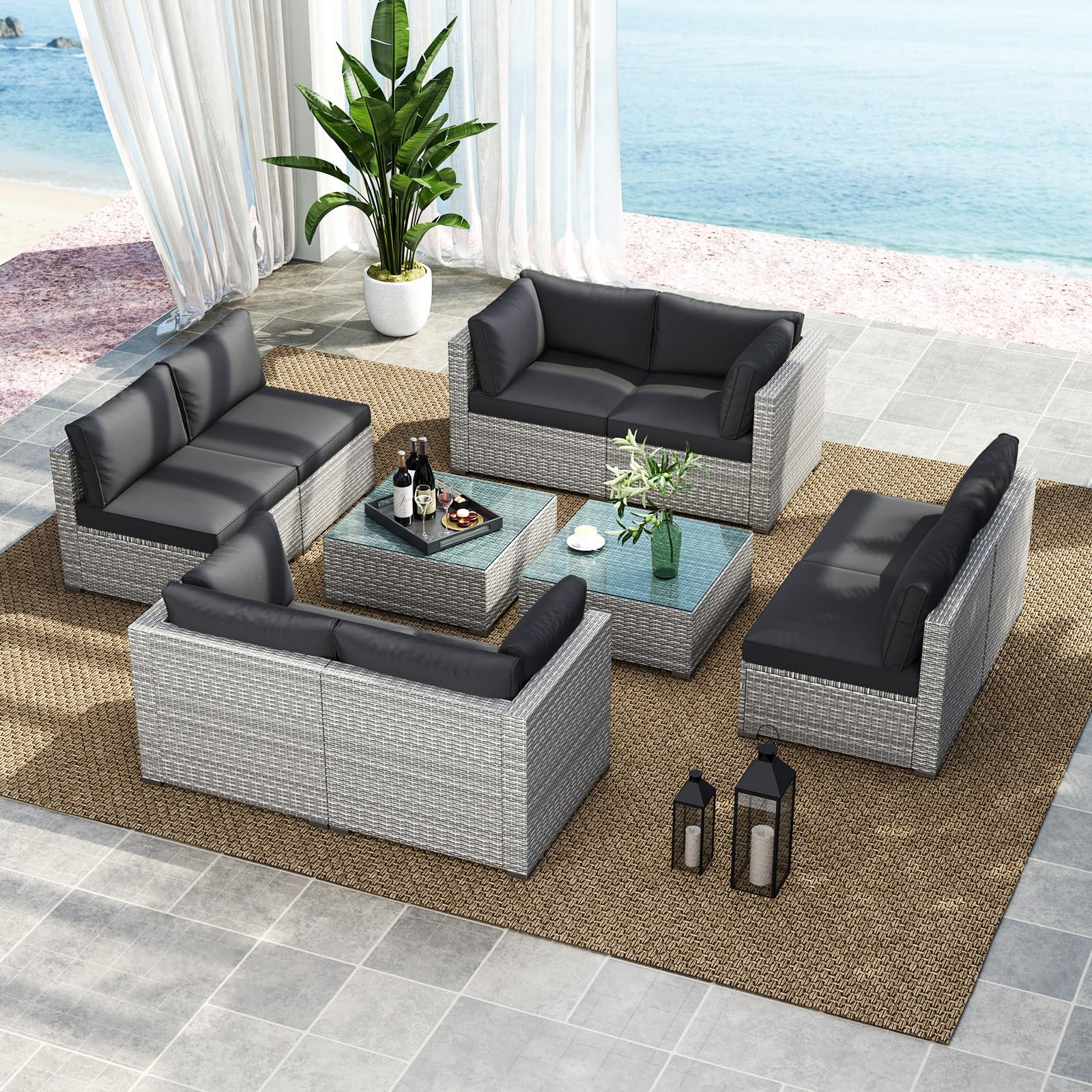 Tangkula 5-Piece Outdoor Patio Sectional Sofa Couch - Image 3
