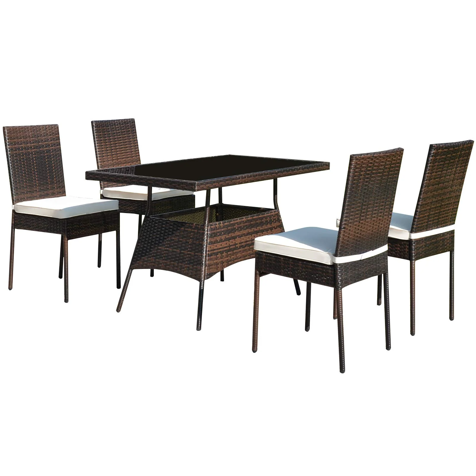 Tangkula 5 PCS Patio Wicker Dining Set, Outdoor Rattan Table and Chairs with - Image 9