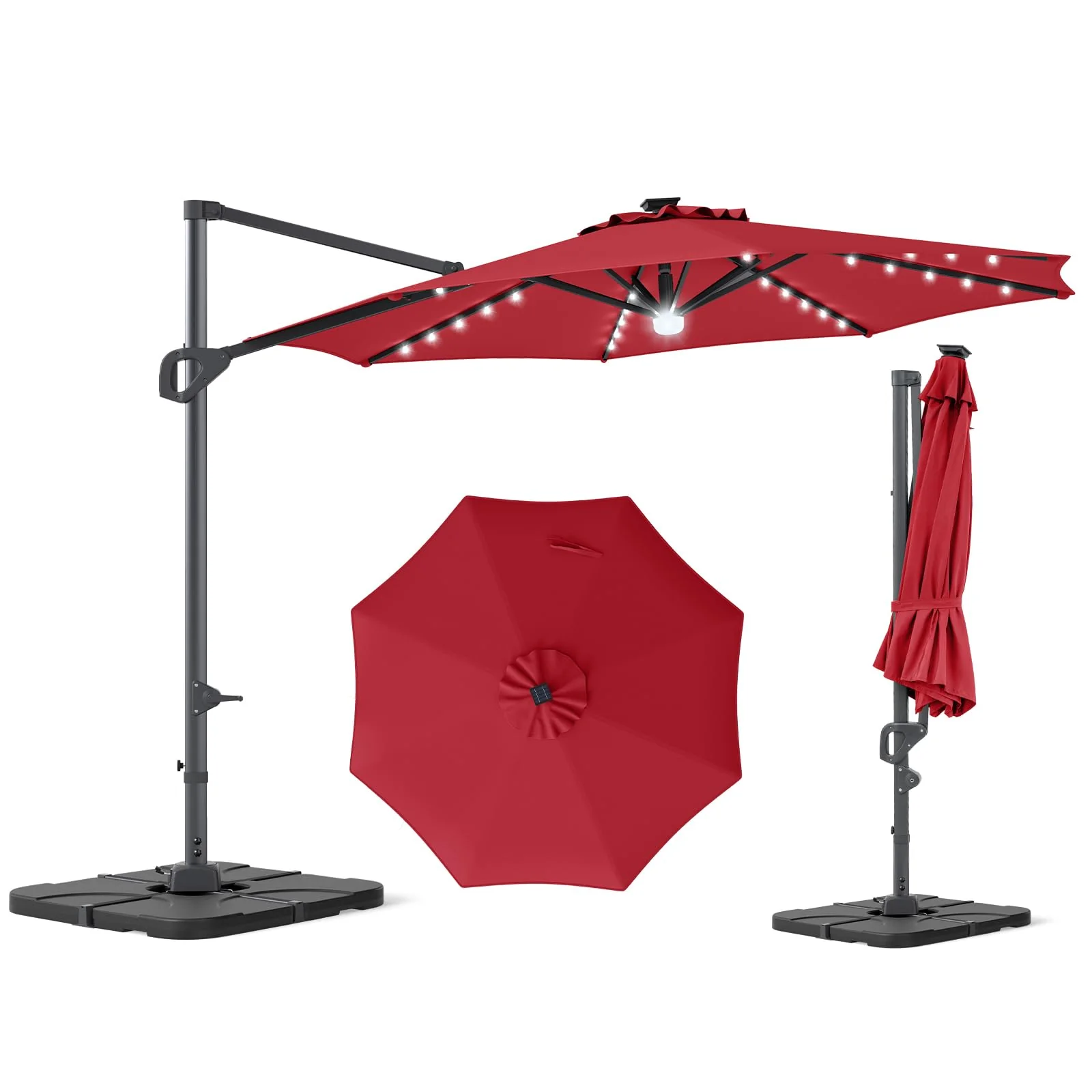 Tangkula 10 FT Solar Patio Umbrella with Base Included - Image 10
