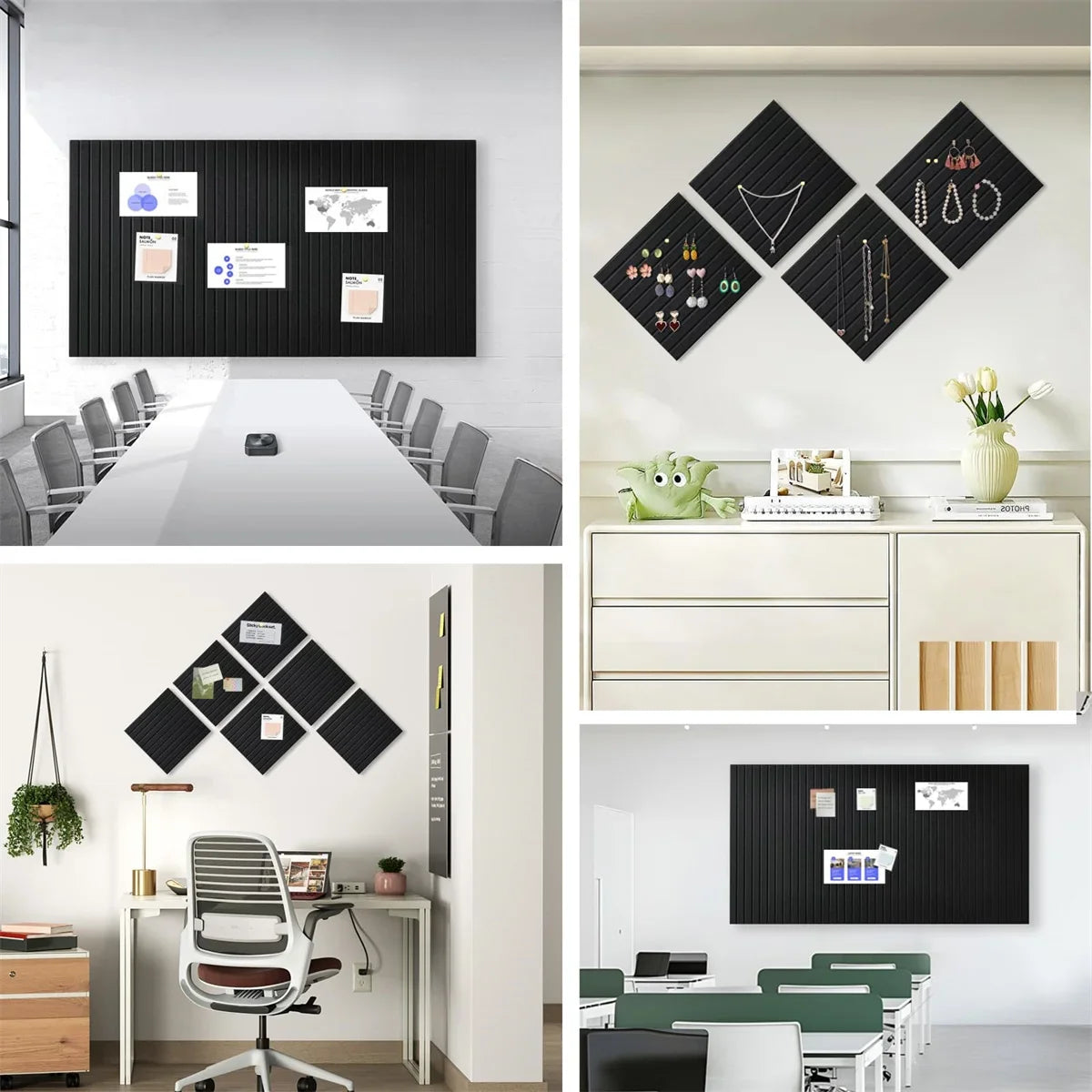 6-Piece Office Wall Board Set in Black Felt - Image 4