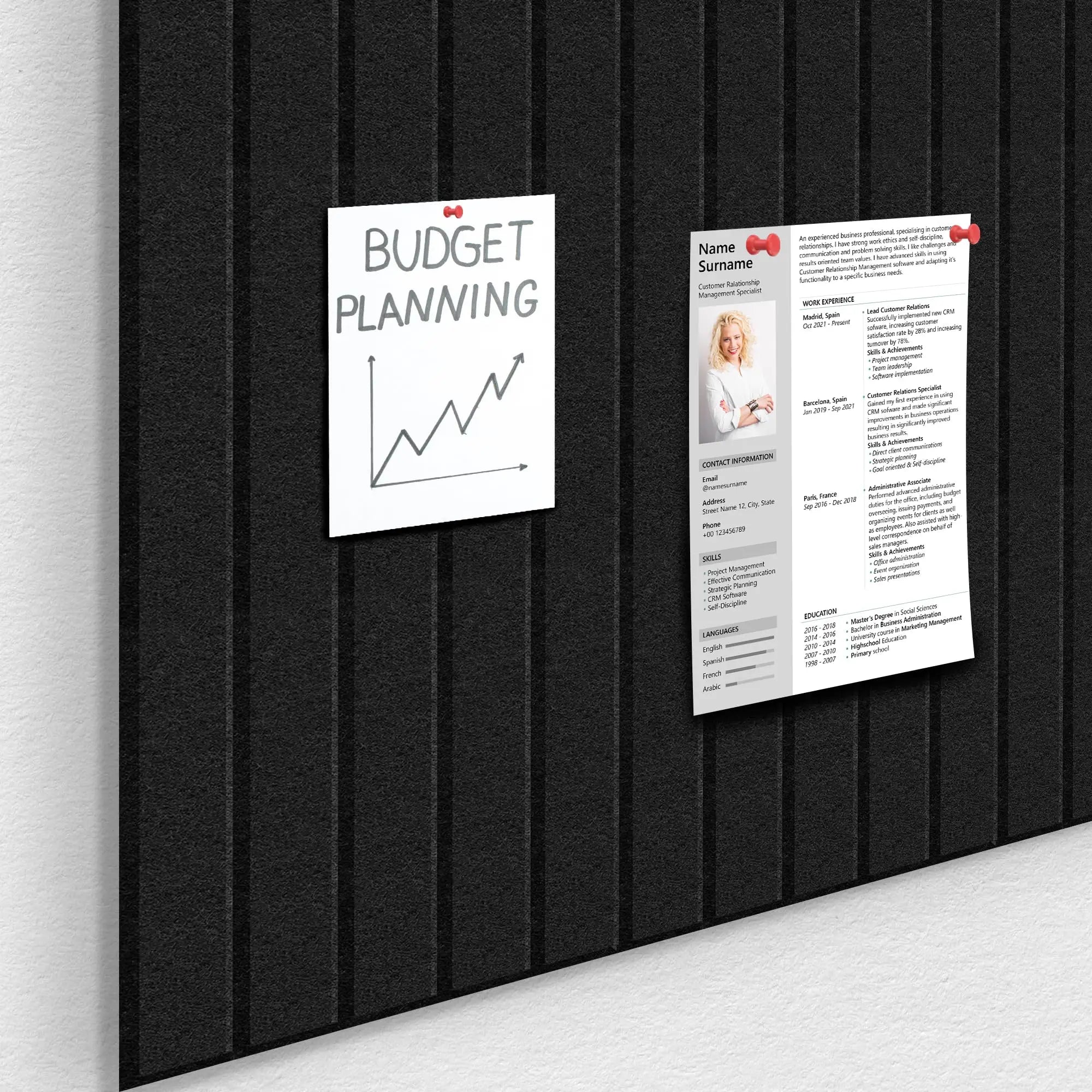 6-Piece Office Wall Board Set in Black Felt - Image 8