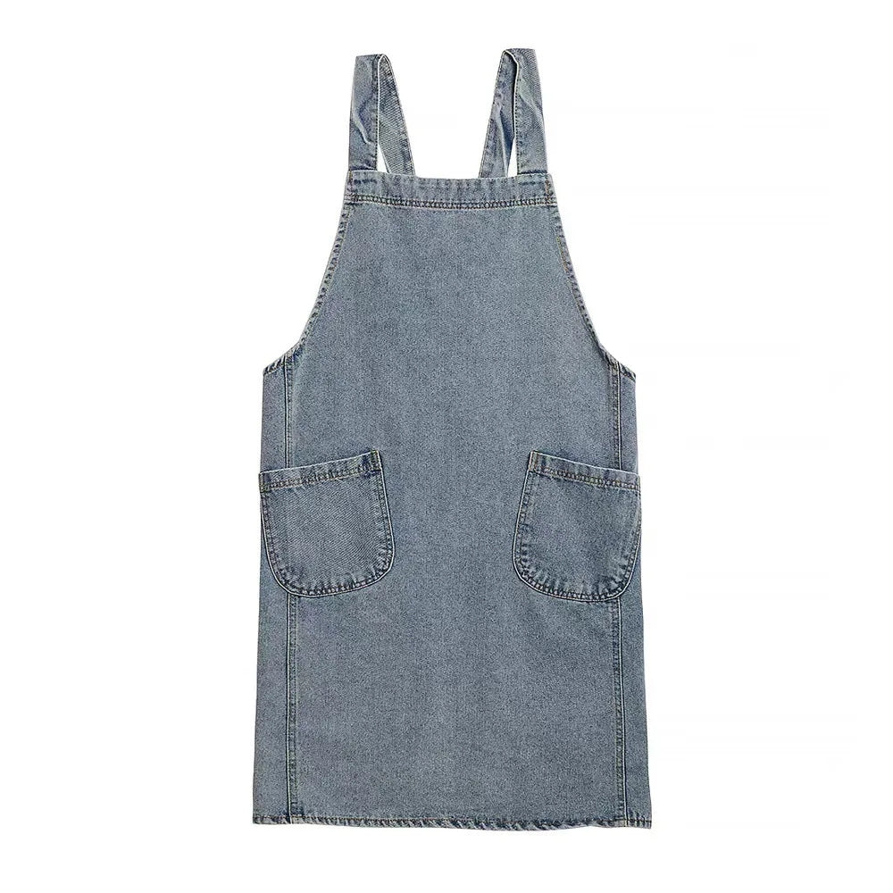 Apron Cotton Denim Two Front Pockets Machine Washable - Image 6