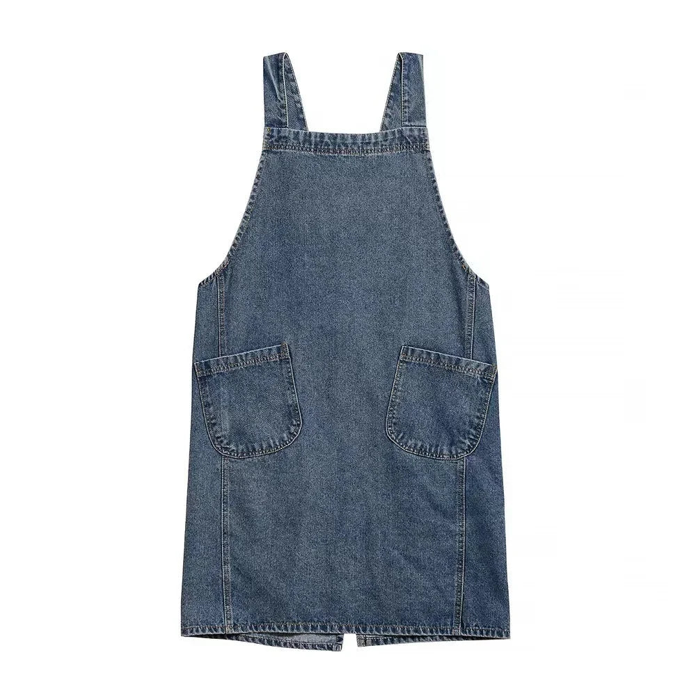 Apron Cotton Denim Two Front Pockets Machine Washable - Image 7