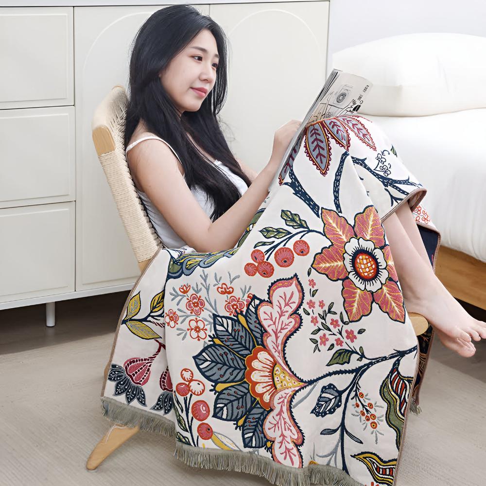 Bath Towel 100% Cotton Reversible Floral Print - Image 10