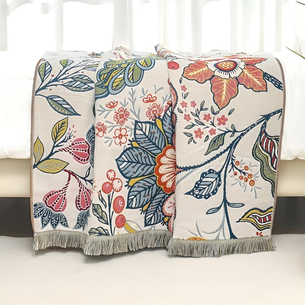 Bath Towel 100% Cotton Reversible Floral Print - Image 2