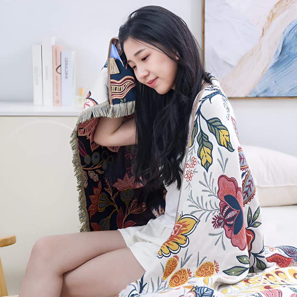 Bath Towel 100% Cotton Reversible Floral Print - Image 7