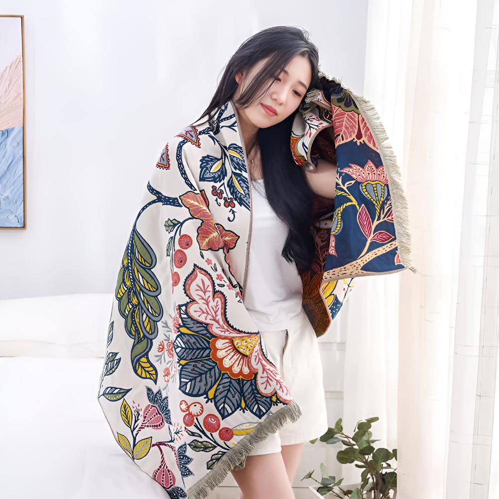 Bath Towel 100% Cotton Reversible Floral Print - Image 9