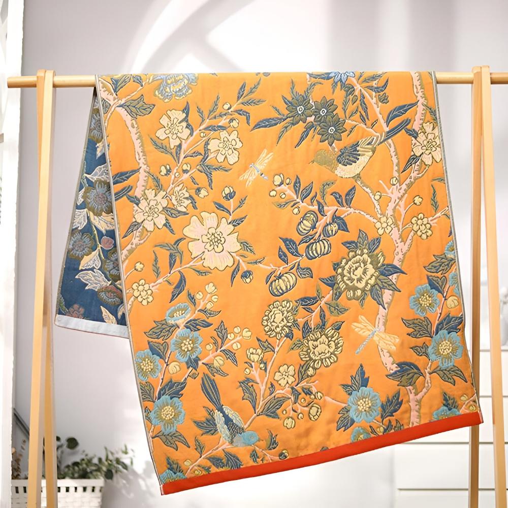 Bath Towel Reversible Hibiscus Print Natural Cotton Quick-Drying - Image 6