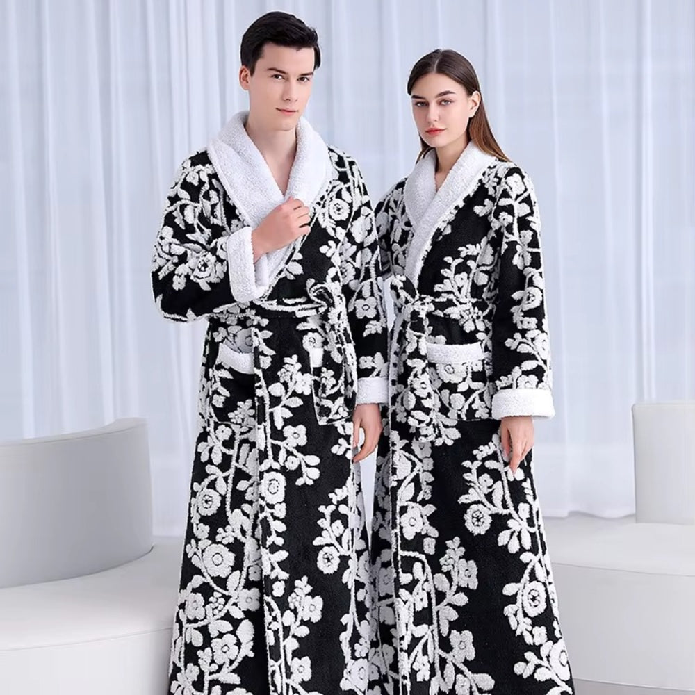 Bathrobe Double-Layer Jacquard Microfiber & Coral Fleece - Image 8