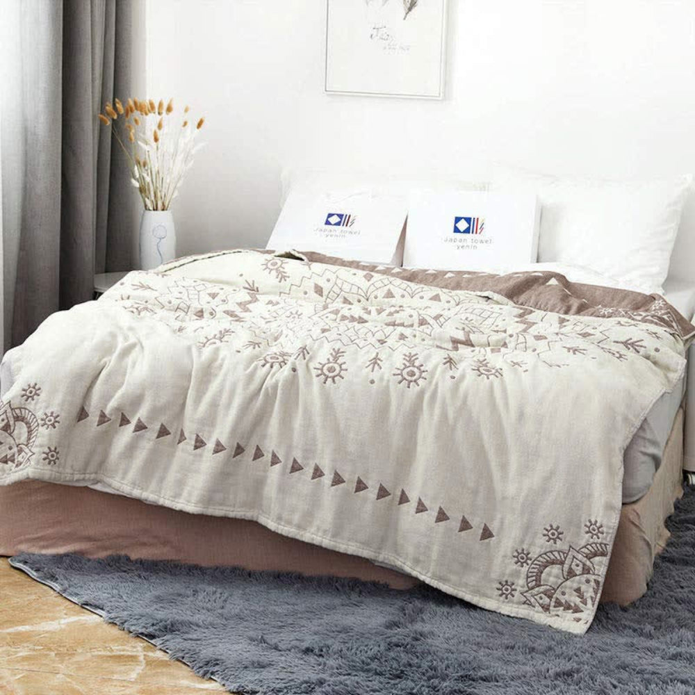 Blanket 100% Cotton Reversible Mandala Print - Image 2