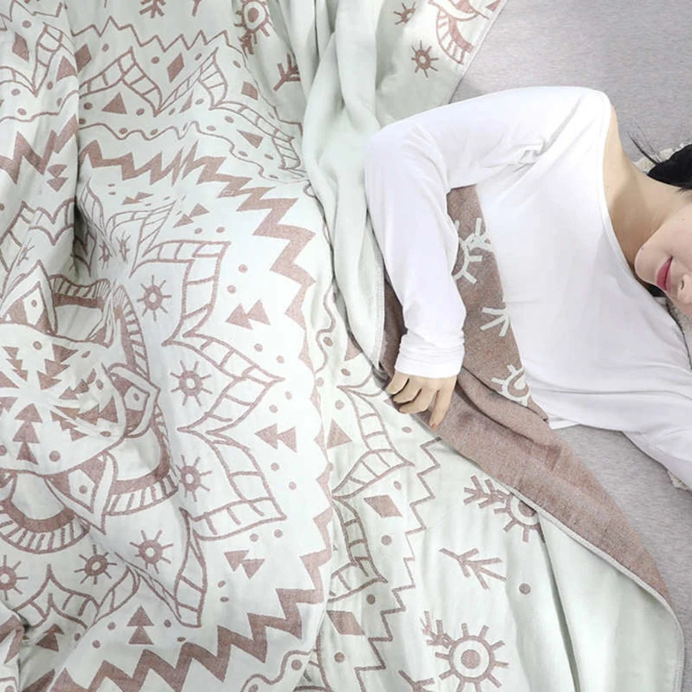 Blanket 100% Cotton Reversible Mandala Print - Image 5