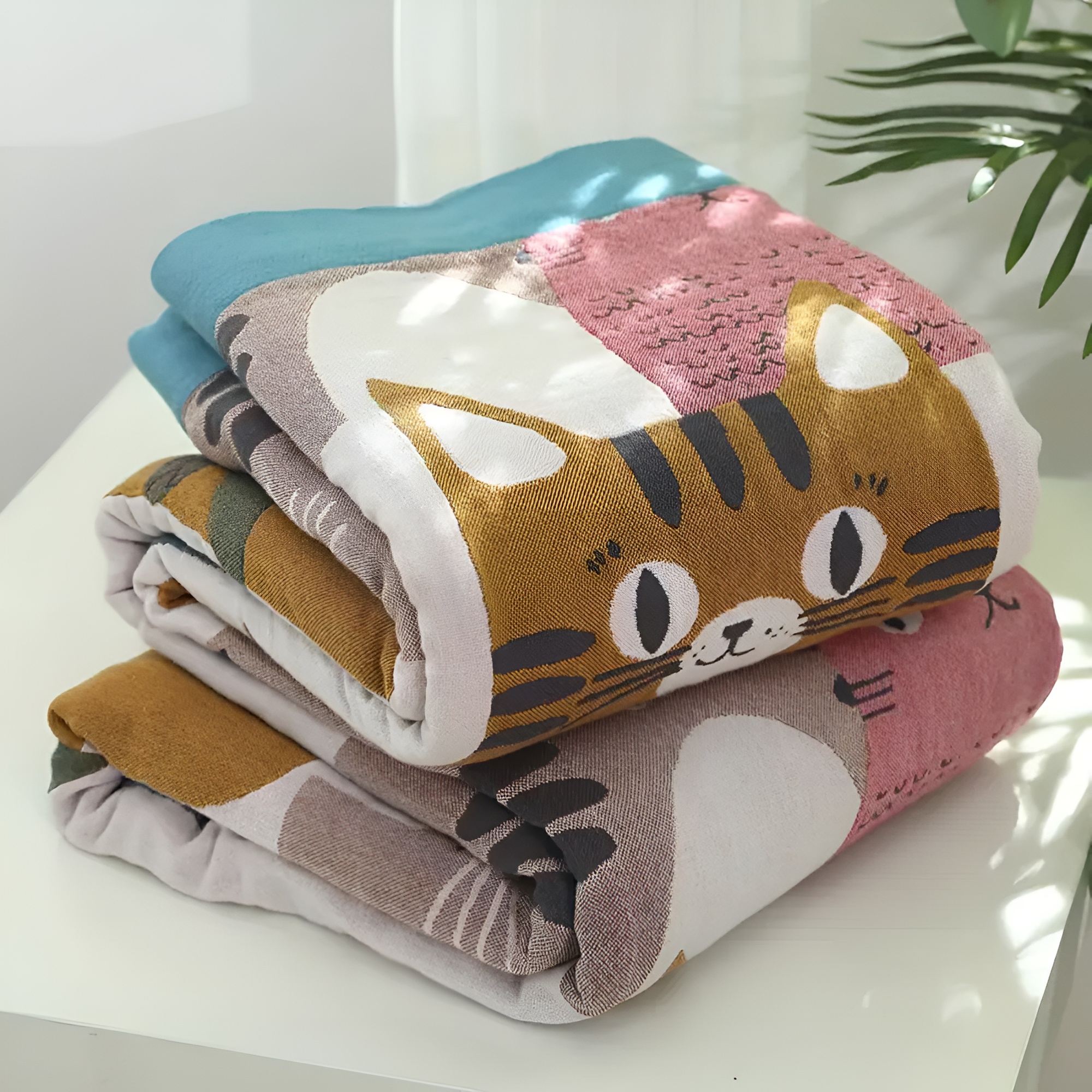Children's Blanket Reversible Cat Print 100% Cotton - Image 8