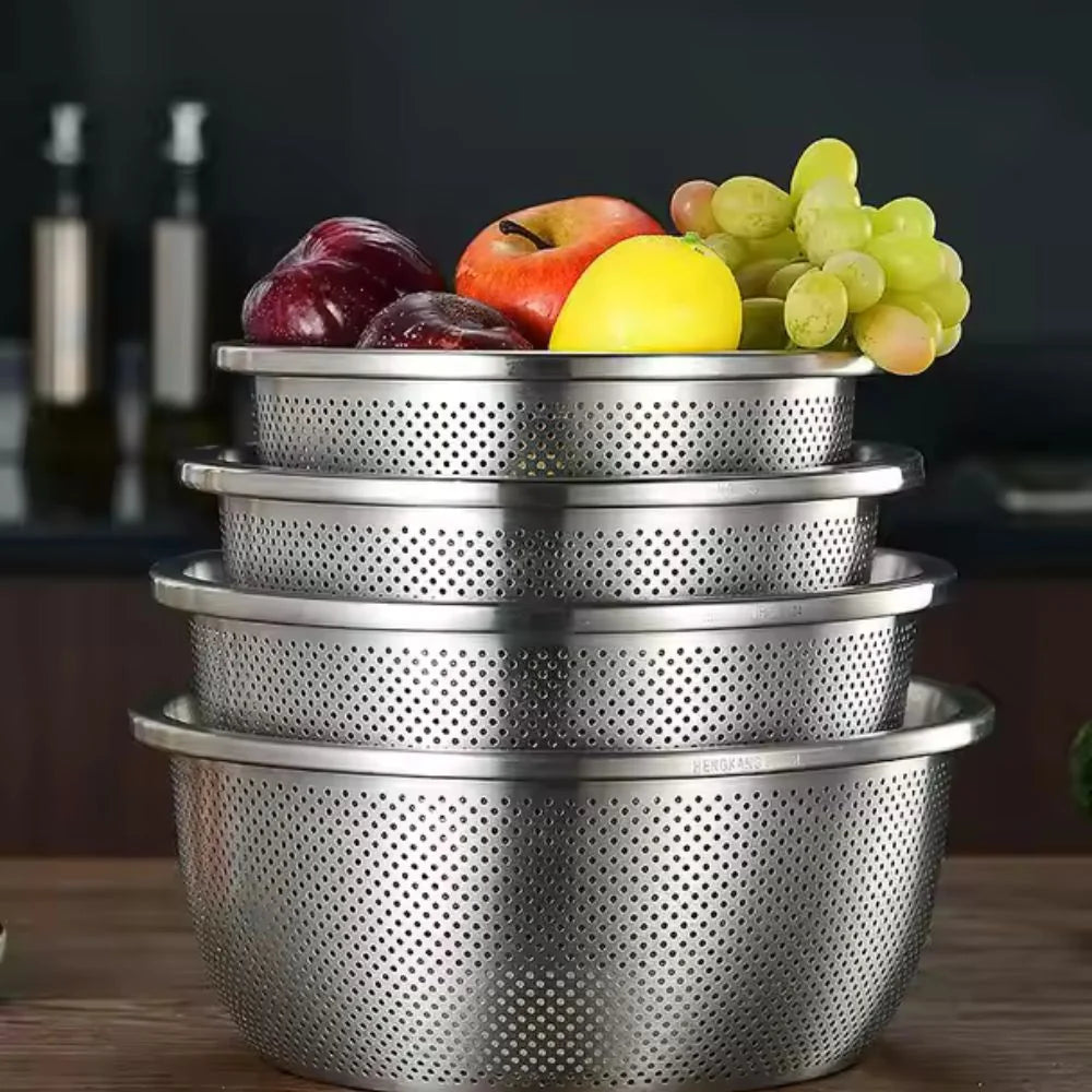 Colander & Mixing Bowl Set Fine Mesh Stainless Steel - Image 6