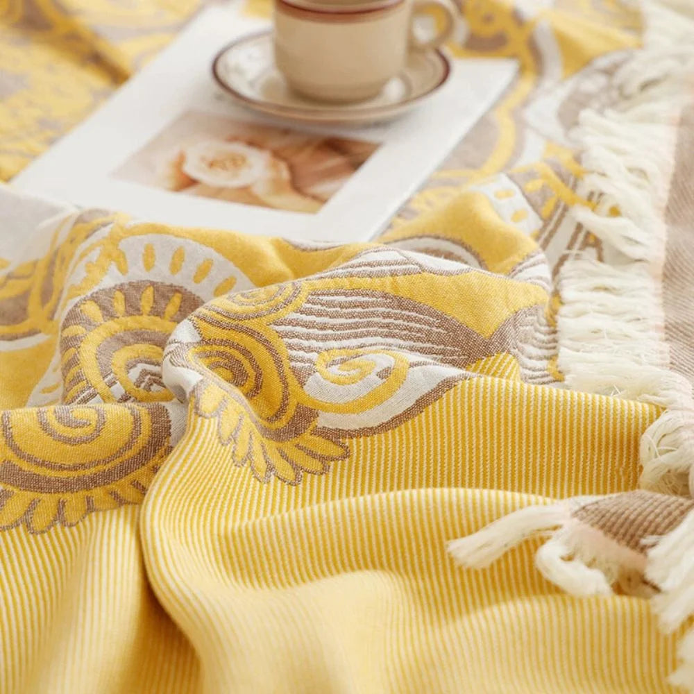 Cotton Blanket Boho Mandala Fringe Machine Washable - Image 5