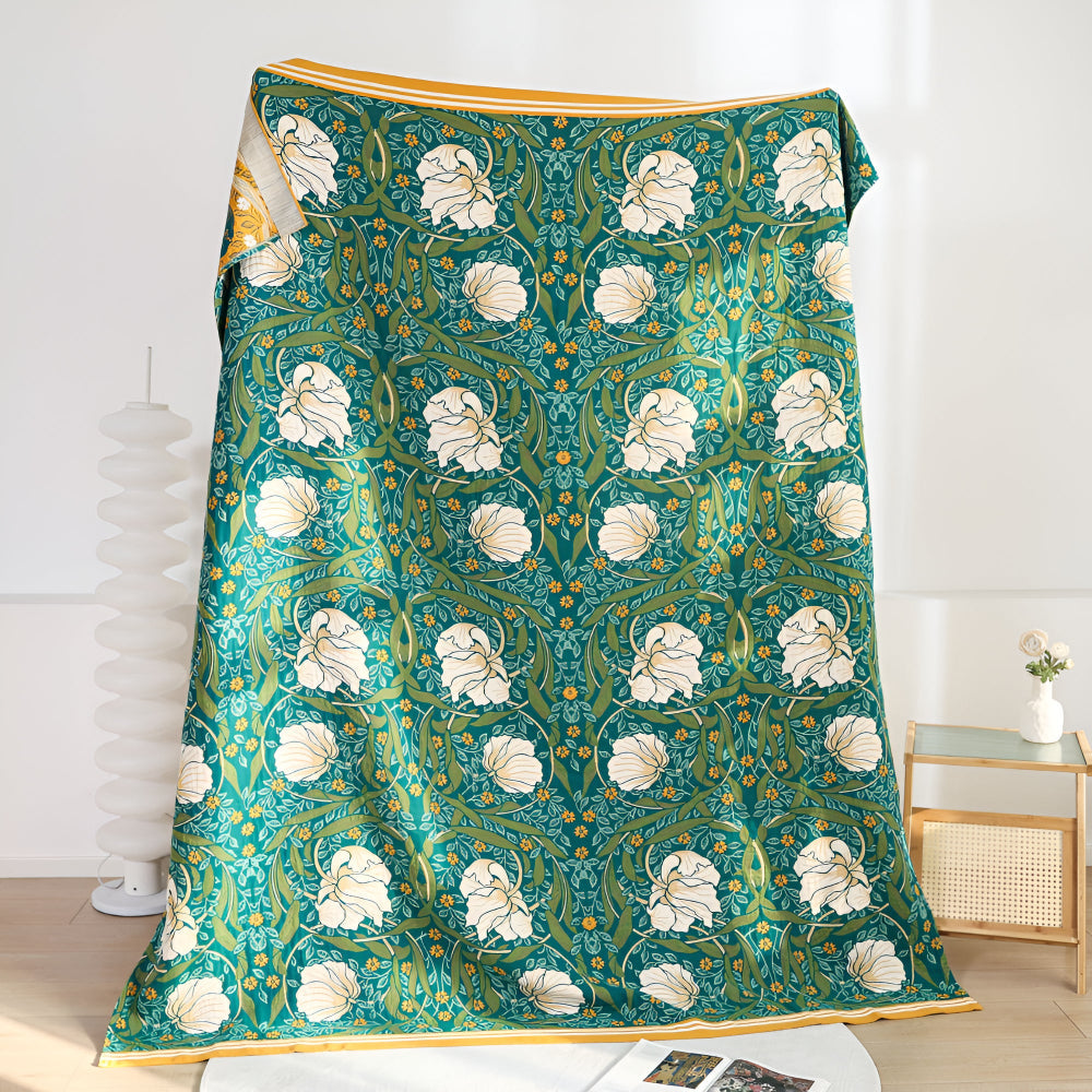 Cotton Blanket Breathable Lightweight Queen Size Botanical Print - Image 6