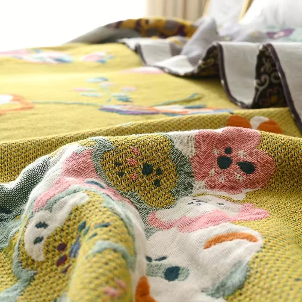 Cotton Blanket Oversized Reversible Jacquard Fringe - Image 2