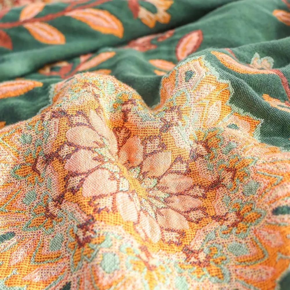 Cotton Blanket Reversible Floral Lightweight Fringe - Image 4