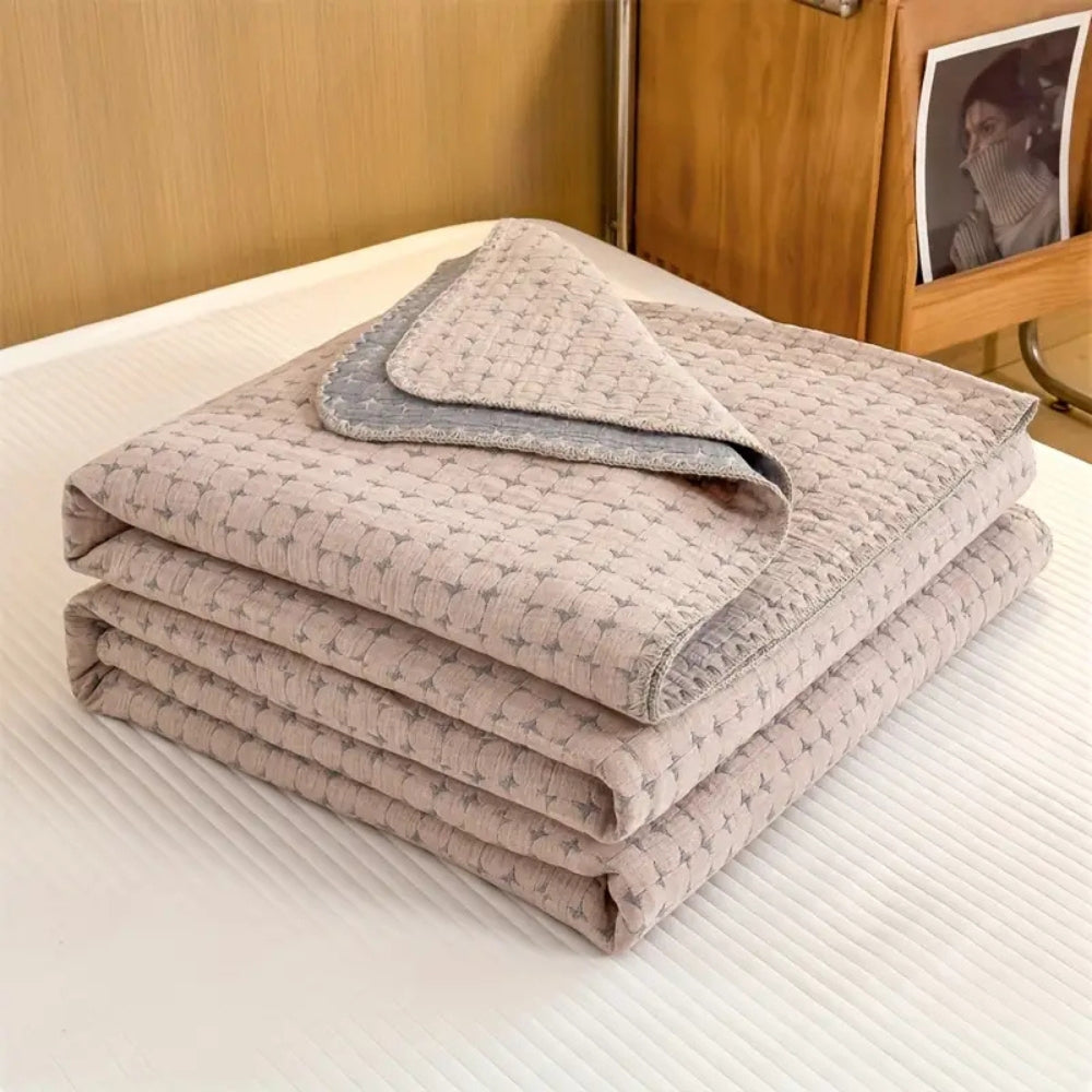 Cotton Blanket Reversible Geometric Jacquard Lightweight & Breathable - Image 3