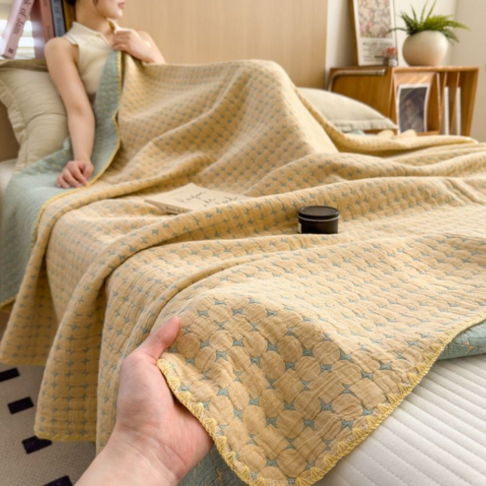 Cotton Blanket Reversible Geometric Jacquard Lightweight & Breathable - Image 6