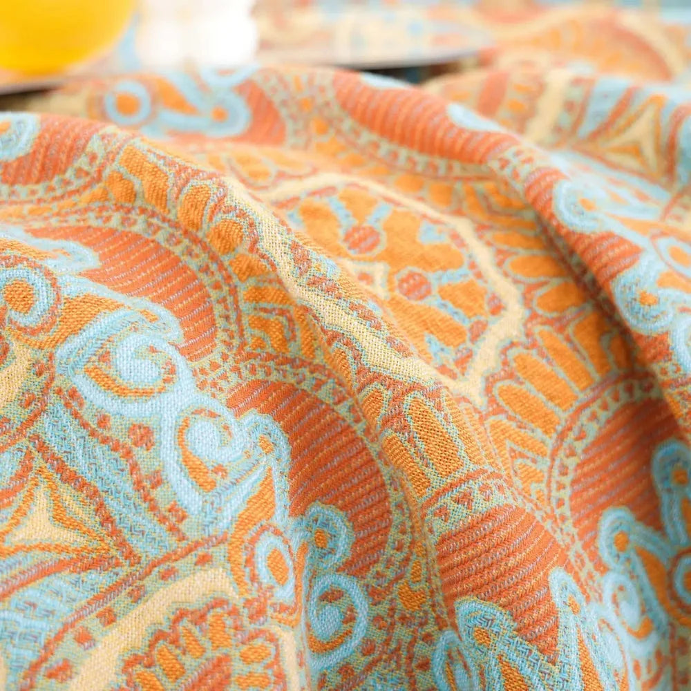 Cotton Blanket Reversible Paisley Tassel Trim All-Season - Image 4
