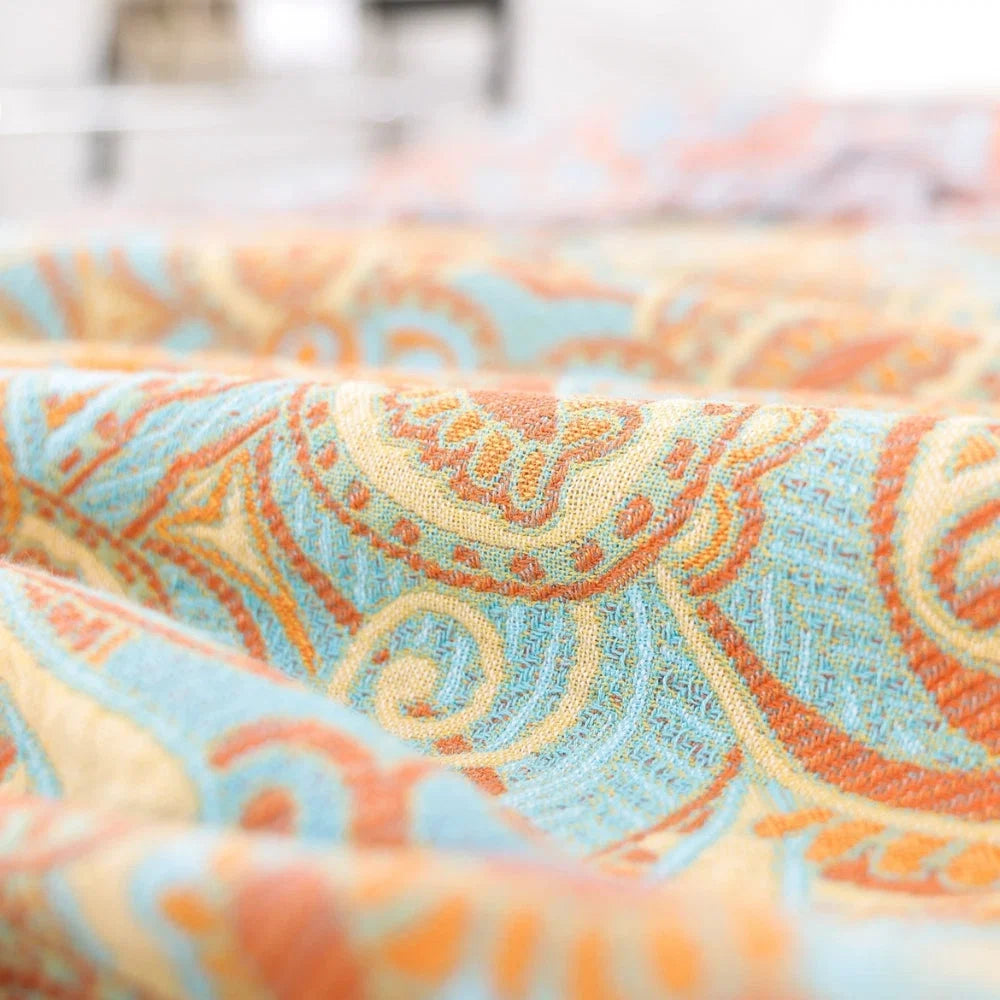 Cotton Blanket Reversible Paisley Tassel Trim All-Season - Image 7