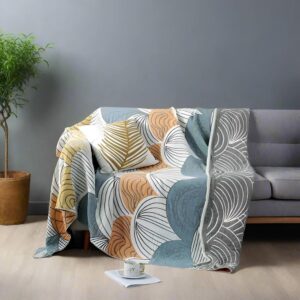 Cotton Blanket Scallop Pattern Machine Washable