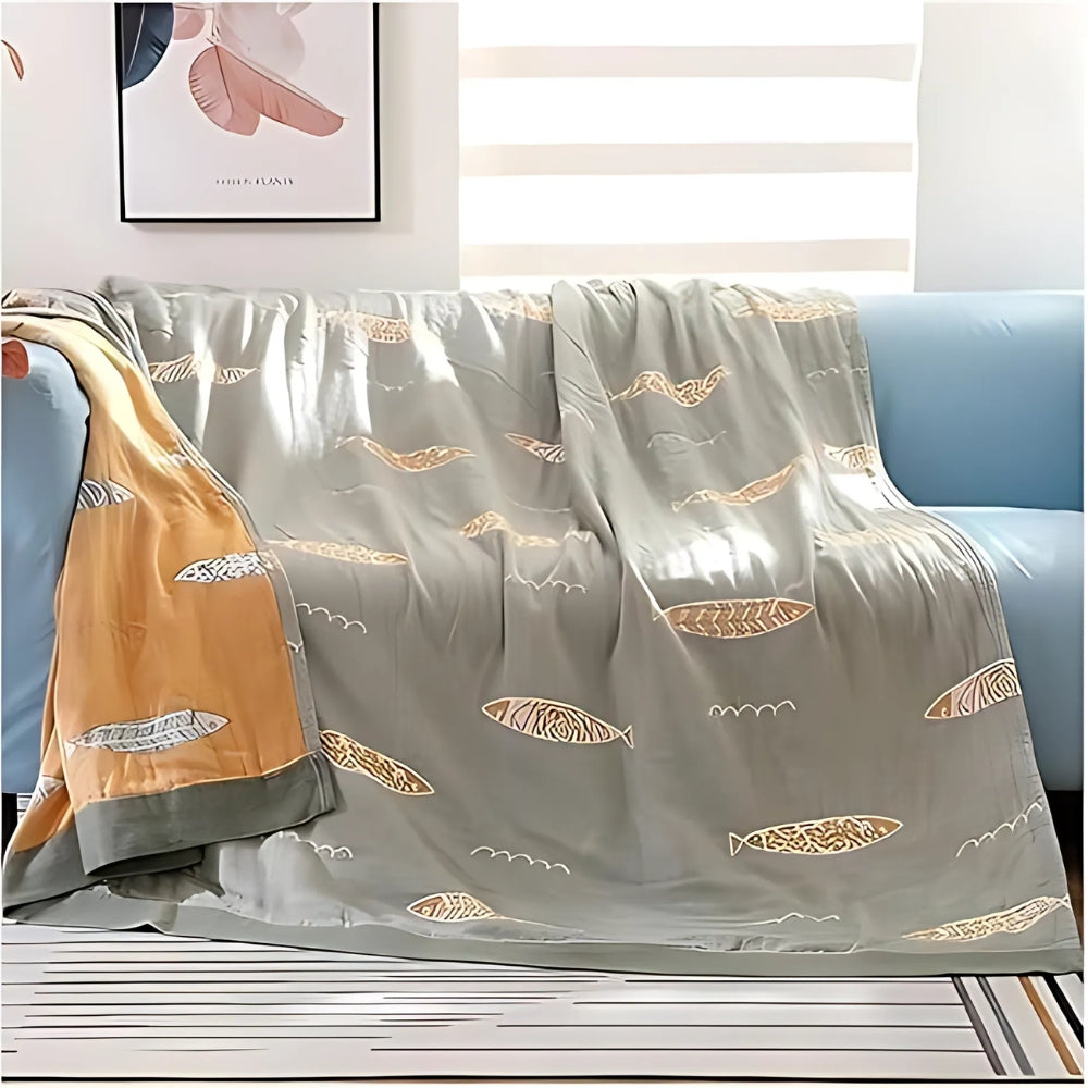 Cotton Gauze Blanket Breathable Jacquard Machine Washable - Image 3
