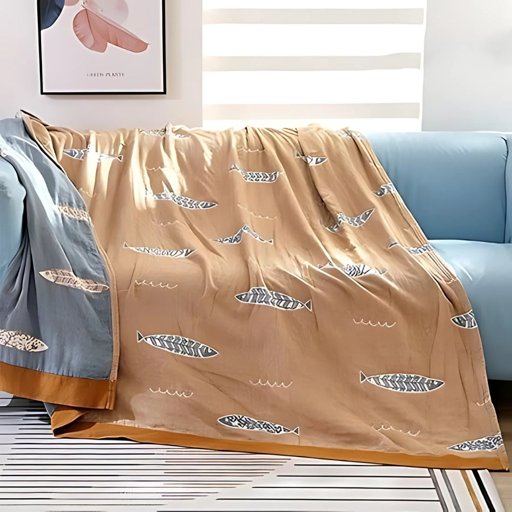 Cotton Gauze Blanket Breathable Jacquard Machine Washable - Image 4