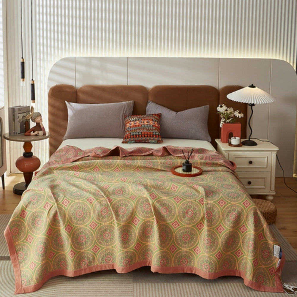 Cotton Summer Blanket Reversible Ginkgo Leaf Lightweight & Breathable - Image 2