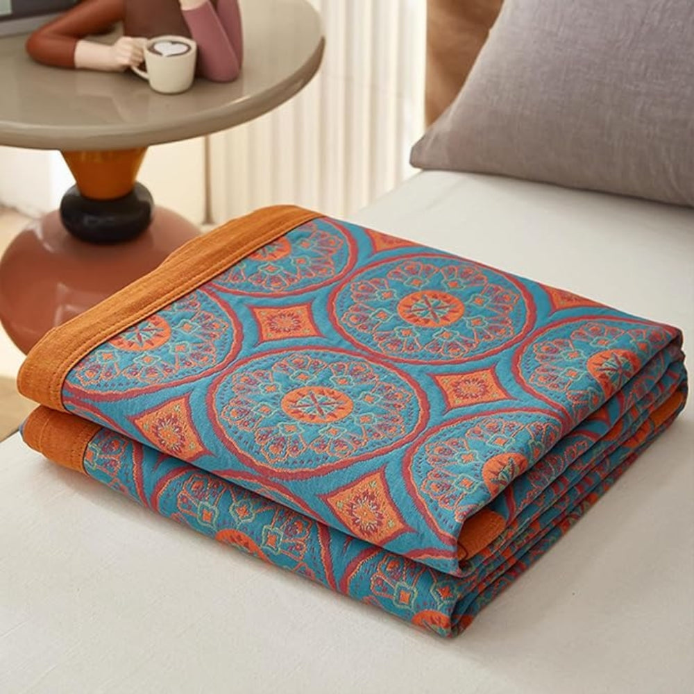 Cotton Summer Blanket Reversible Ginkgo Leaf Lightweight & Breathable - Image 3