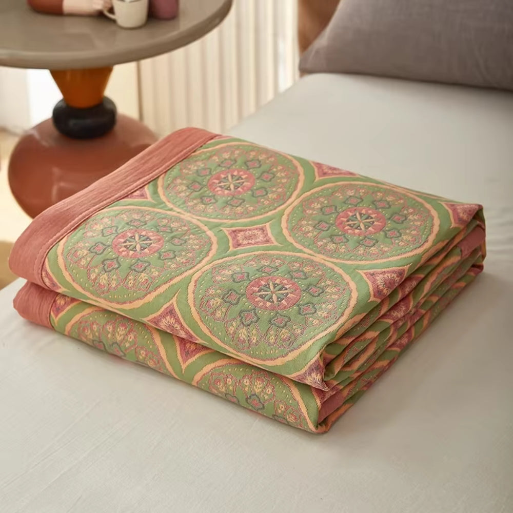 Cotton Summer Blanket Reversible Ginkgo Leaf Lightweight & Breathable - Image 4