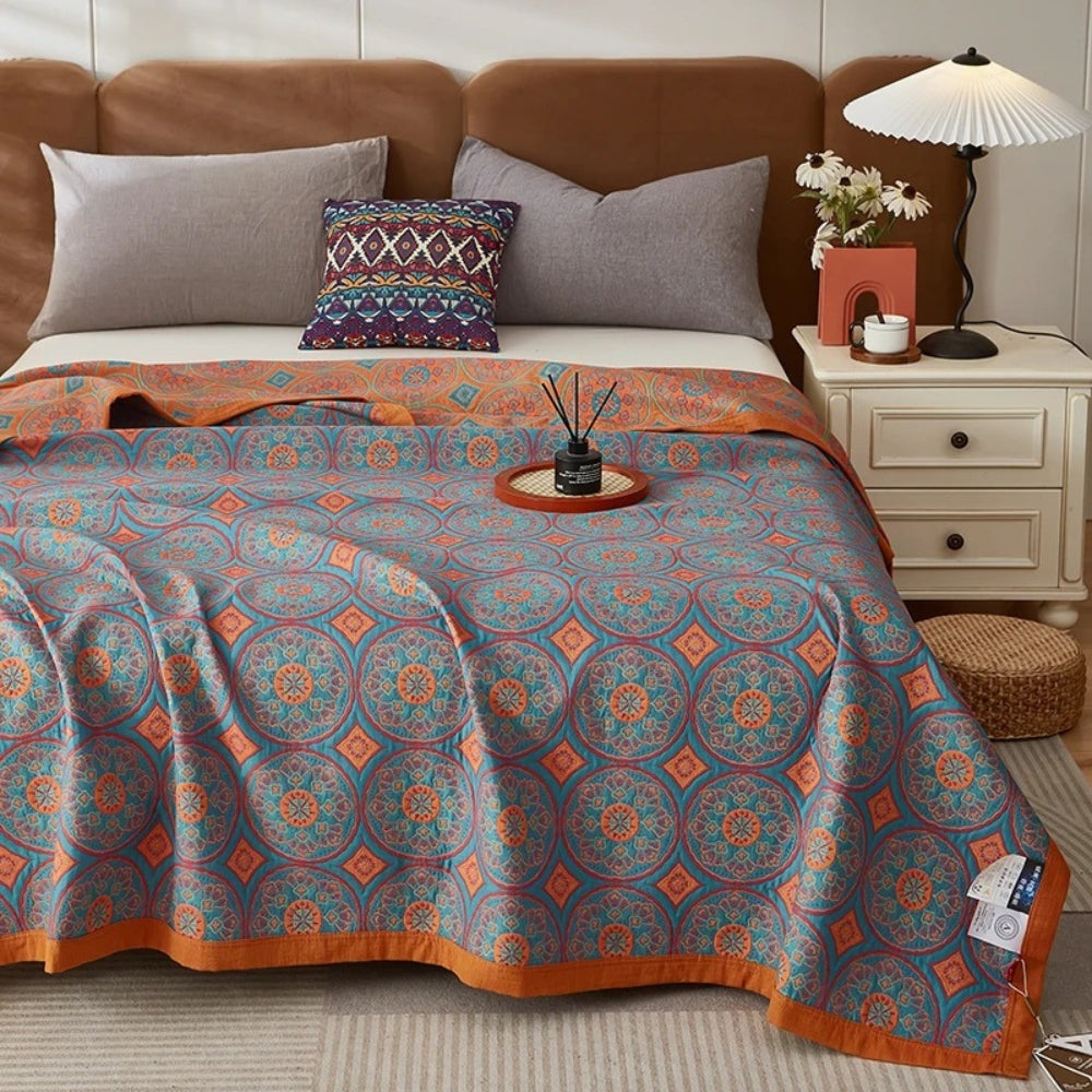Cotton Summer Blanket Reversible Ginkgo Leaf Lightweight & Breathable - Image 5