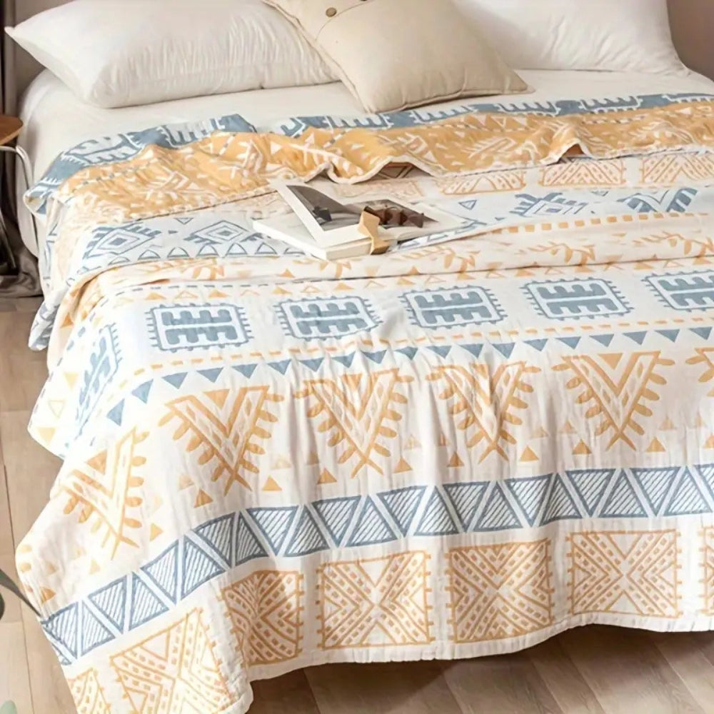 Cotton Throw Blanket Aztec Pattern Lightweight Machine Washable - Image 2