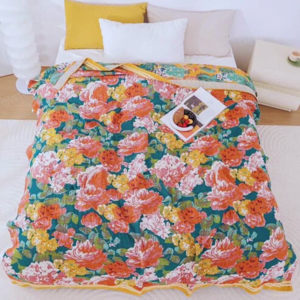 Cotton Throw Blanket Breathable Tropical Print 79x90 - Image 2