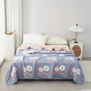 Cotton Throw Blanket Reversible Floral Machine Washable