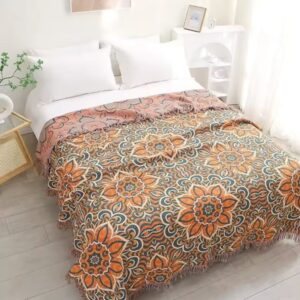 Cotton Throw Blanket Woven Mandala Oversized