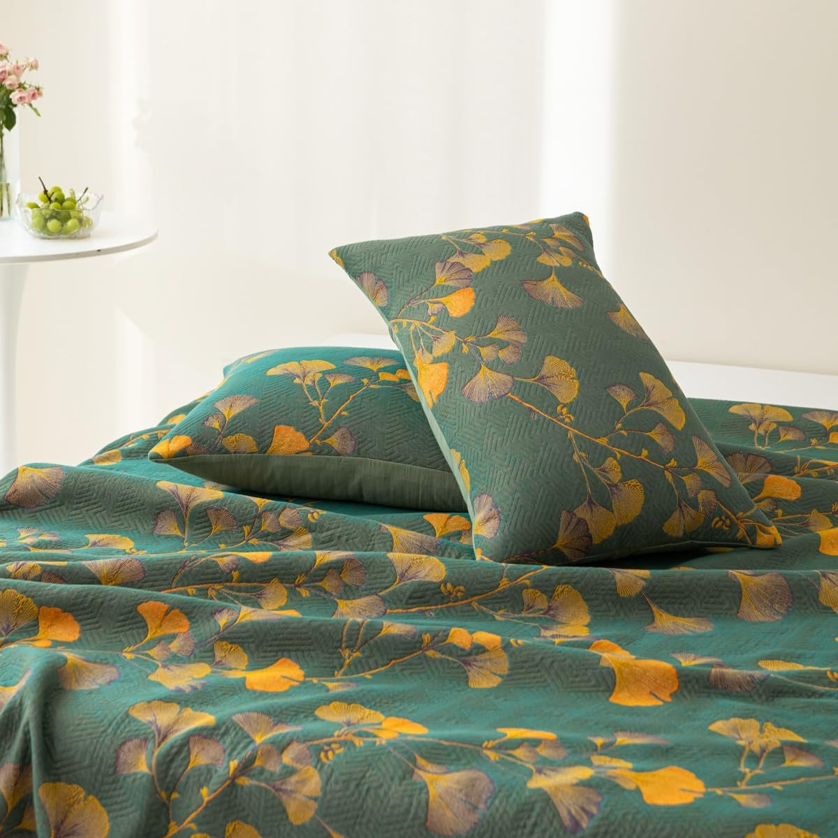 Coverlet Reversible Jacquard Floral Cotton Blend - Image 3