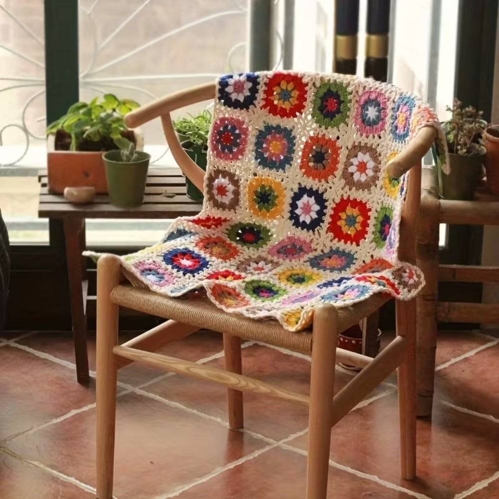 Crochet Throw Blanket Handmade Floral Soft - Image 4