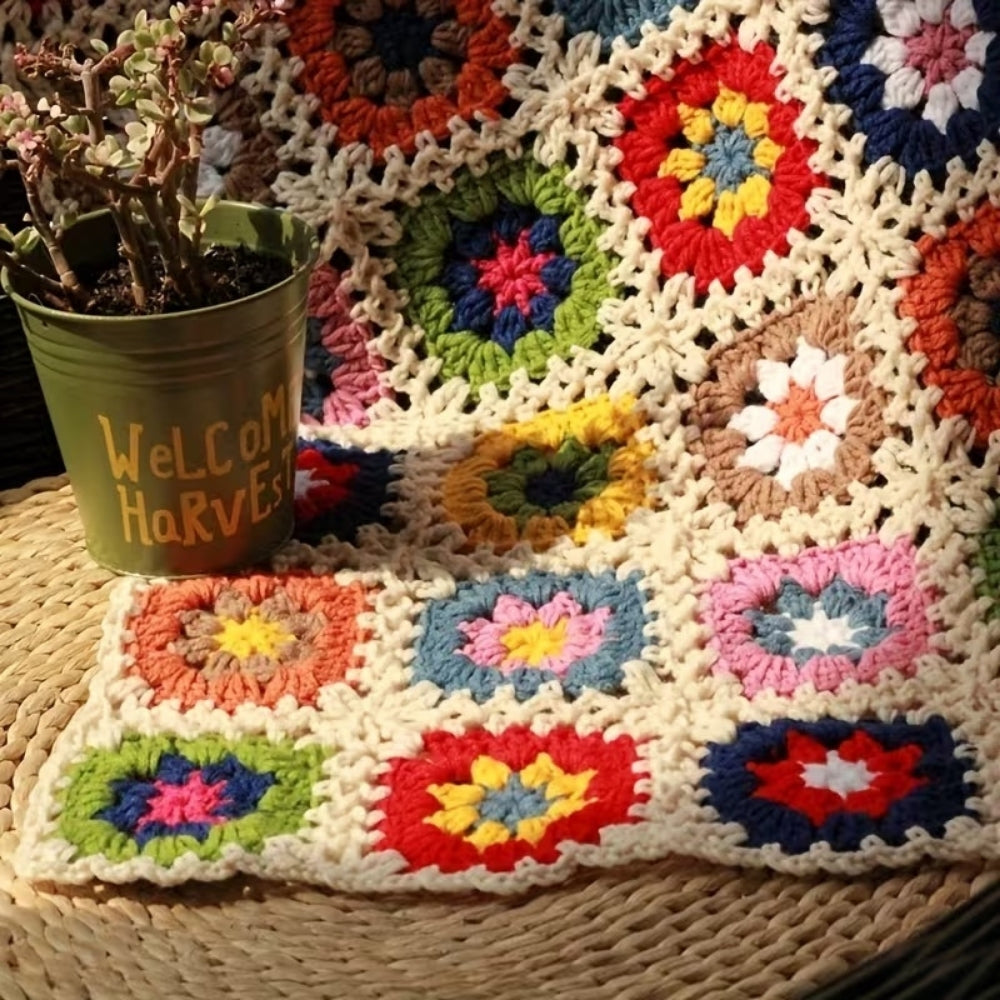 Crochet Throw Blanket Handmade Floral Soft - Image 6