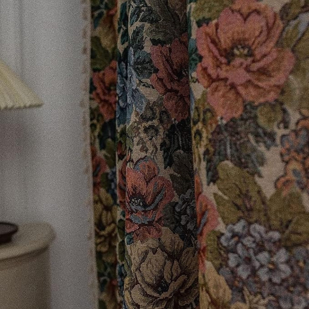 Curtain Panel Floral Jacquard Microfiber Blend Tassels - Image 3